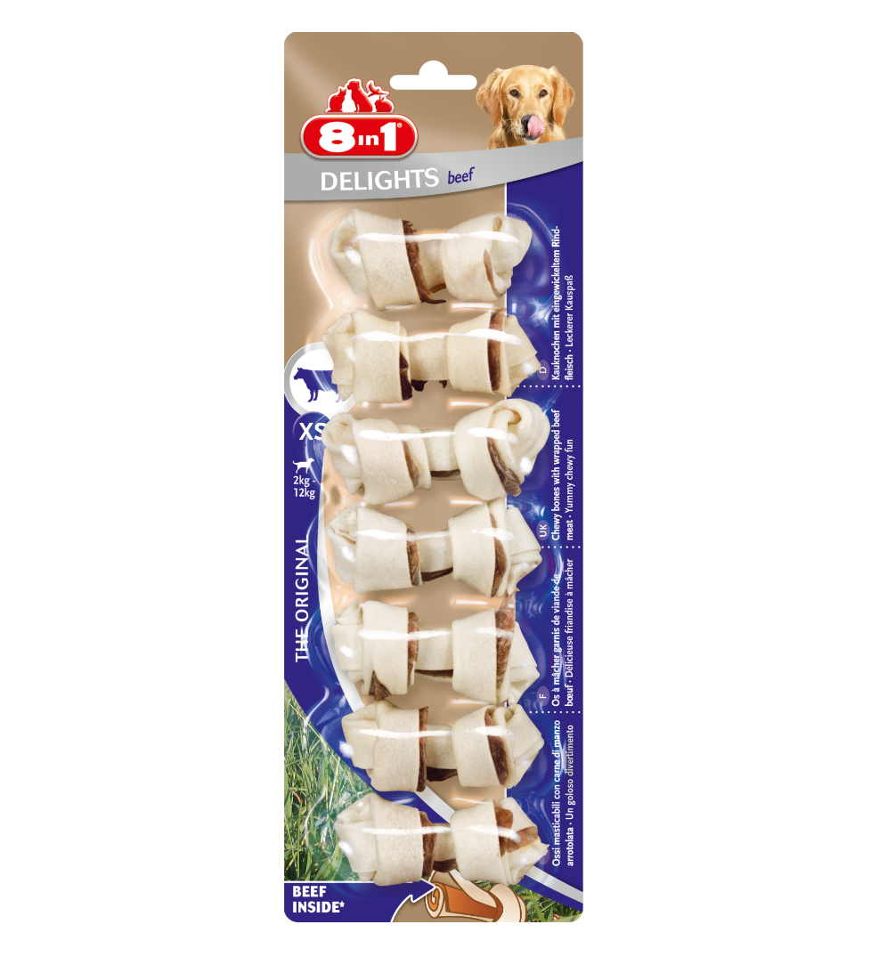 8in1 Delights XS – Kości z Wołowiną dla Psów 7 szt.