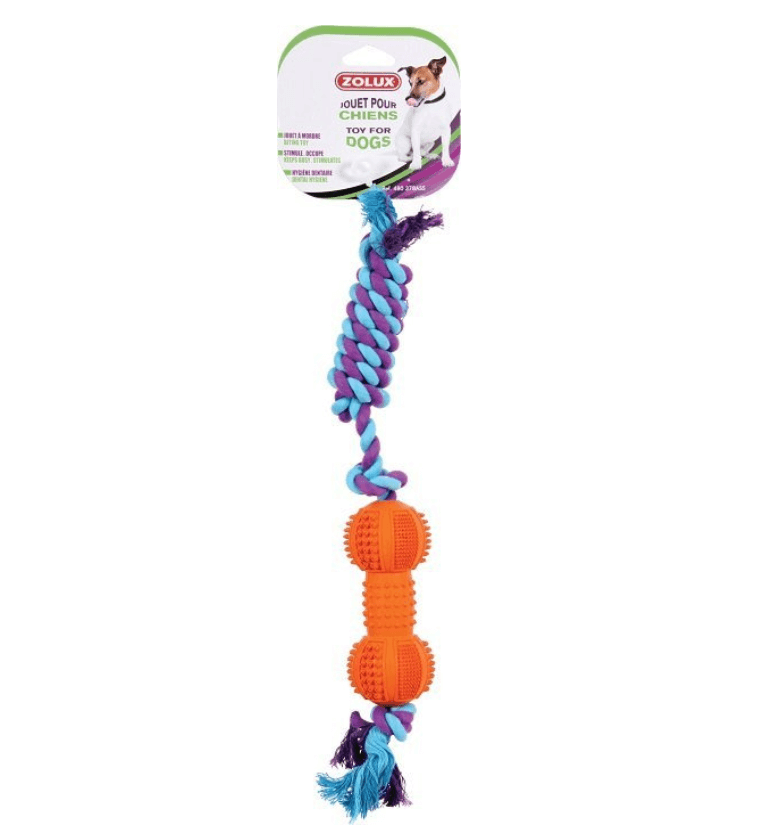 ZOLUX kość kauczukowa ze sznurem 12 cm – zabawka dla psa