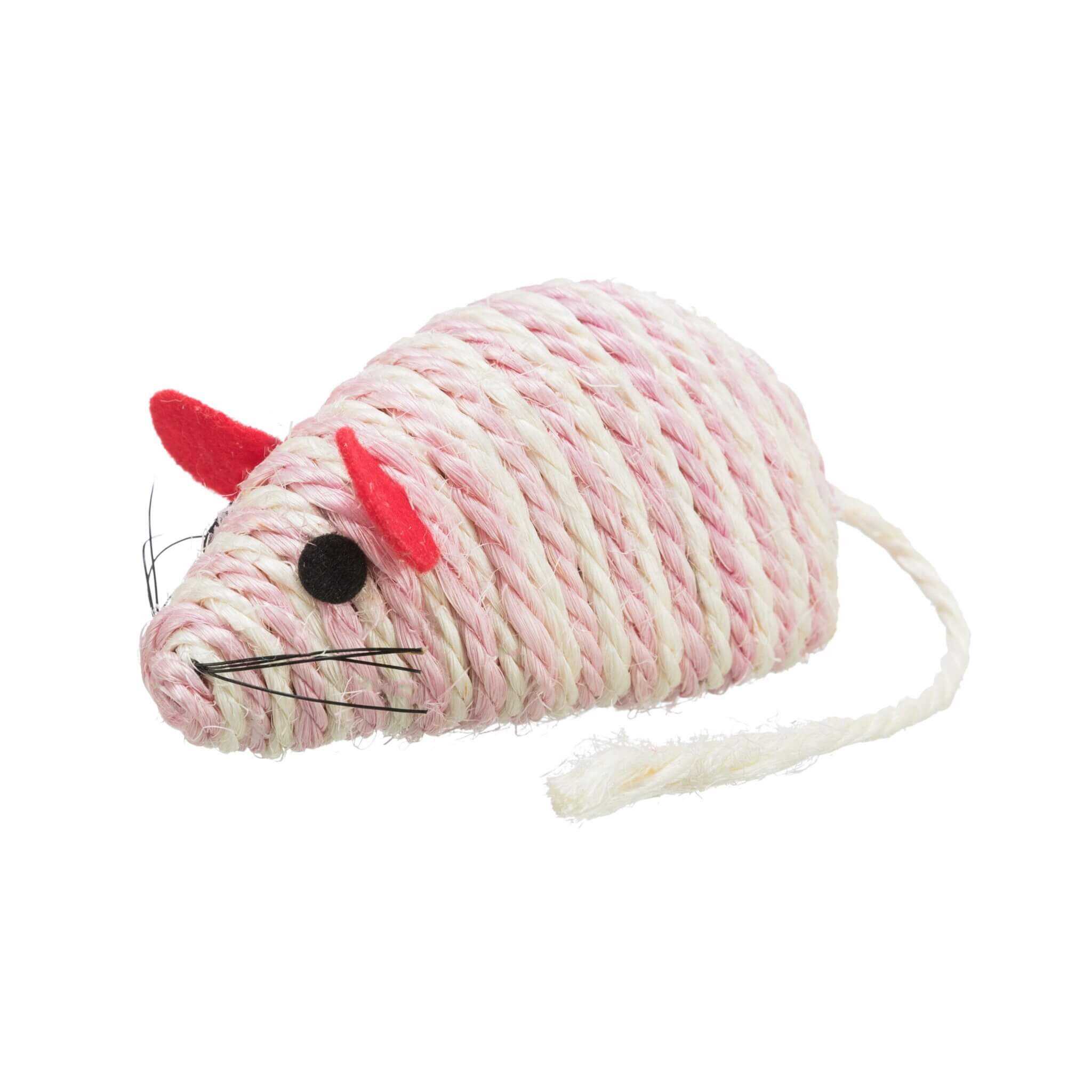 Mysz z sizalu XXL HappyMiau z dzwonkiem 10 cm