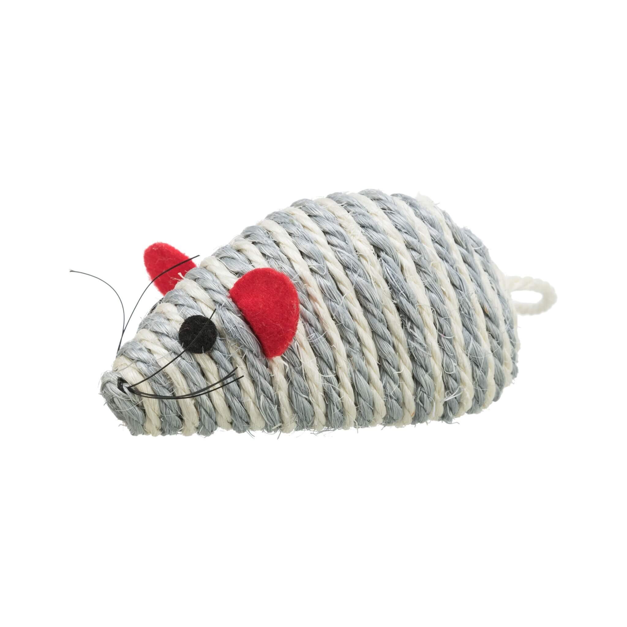 Mysz z sizalu XXL HappyMiau z dzwonkiem 10 cm